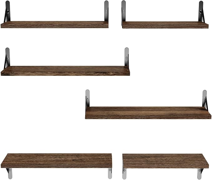 AMADA HOMEFURNISHING Long Wall Shelves, Rustic Farmhouse Style, Wood Floating - Image 8