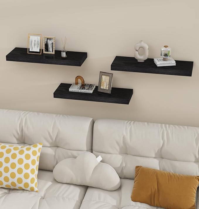 Vervida® 6 Pack Black Floating Shelves, Holds Up to 37 Lbs, - Image 2