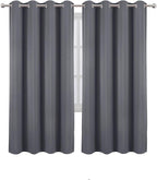 LEMOMO Blackout Curtains 66 x 72 Inch Long Grey Curtains Set of 2 Panels Room - Image 2