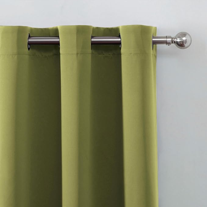 LEMOMO Blackout Curtains 52 x 90 Inch Long Olive Green Curtains Set of 2 Panels - Image 6