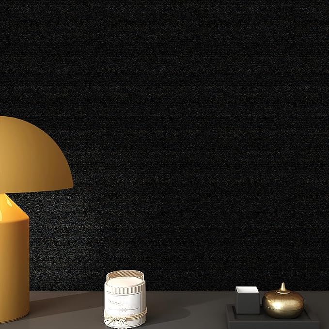 SHUFA Gold Black Cotton-Like Textured Grasscloth Wallpaper Matte Thick Real - Image 5