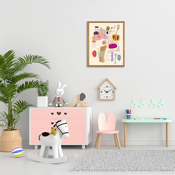 Abstract framed wall art, cute wall decor, modern colorful minimalist canvas - Image 2