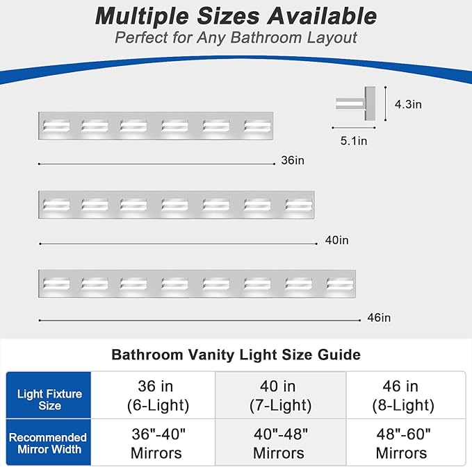 IZORRO LED Modern Bathroom Lights Fixtures, Chrome Acrylic Wall Lighting - Image 3