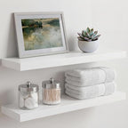 Homeforia White Floating Shelves 24 inch, High End Solid Real Wood 24inch by Homeforia