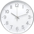 Wall Clock 12 In White-Silver Modern Simple Quartz Decorative Clock Non-Ticking by BAKBRAND
