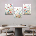 KISSFOX Framed Colorful Wildflower Canvas Wall Art Set Of 3 Flowers Pictures - Image 2