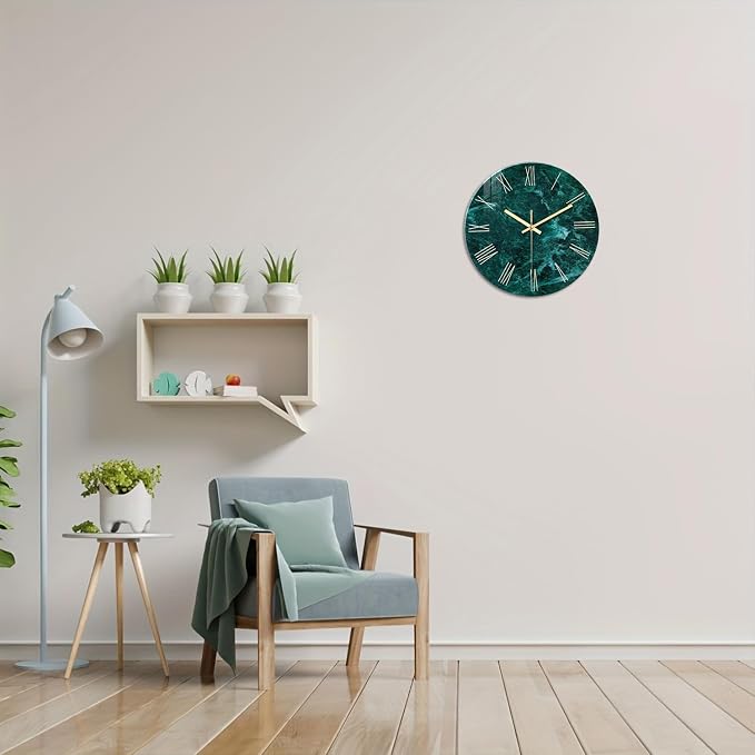 Teal Wall Clock Battery Operated 14 Inch Modern Abstract Clocks - Image 5