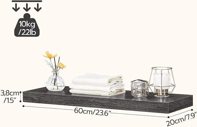 HOOBRO Floating Shelves for Wall, Wall Mounted Shelf Set of 2, 23.6" Hanging - Image 3