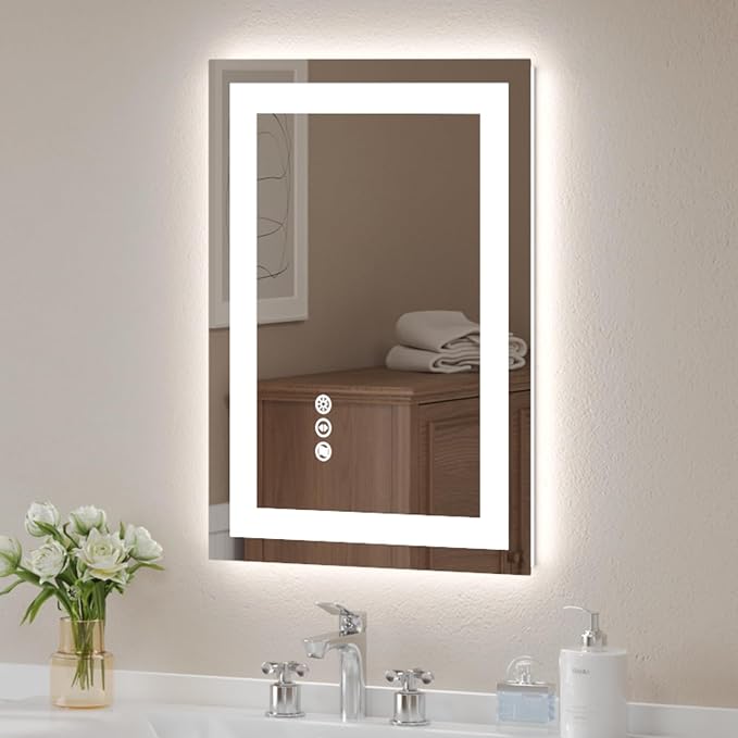 USHOWER LED Bathroom Mirror 20x28 Inch Tempered Glass by USHOWER