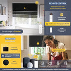 Motorized Smart Blinds With Remote, Grasscloth Fabric Roller Shades With - Image 4
