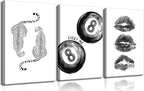 BOKPEN Trendy Black and White Leopard Canvas Wall Art, Funky Y2k Lucky 8 Ball by bokpen