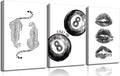 BOKPEN Trendy Black and White Leopard Canvas Wall Art, Funky Y2k Lucky 8 Ball by bokpen