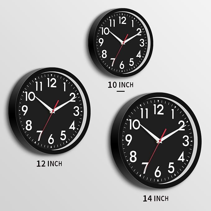DAXSMY Wall Clock Black Battery Operated 10 Inch Simpel Silent Non Ticking - Image 3