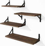 YGEOMER Floating Shelves for Wall, Different Sizes Dark Carbonized Pine Wall by YGEOMER