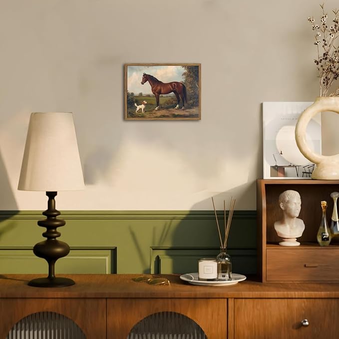 Framed Vintage Wall Art, Rustic Horse and Dog Pictures Wall Decor, Farmhouse - Image 4