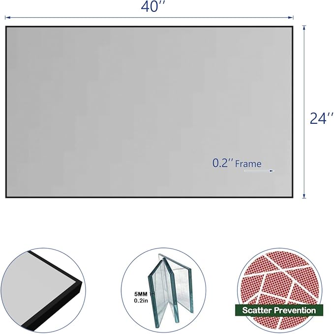 Modern Simple Black Frame 40x24Inch Mirror - Image 3