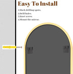 VooBang Arched Wall Mirror, 30 x 38 inch Arch Bathroom Mirror, Wall Mounted - Image 6