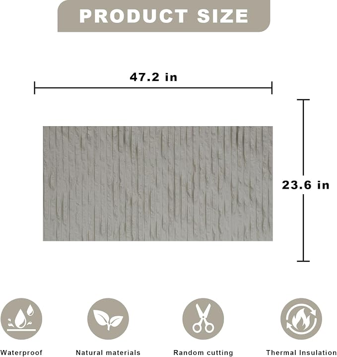 3D Wall Panels - 4PCS 47.2"x23.6" Faux Stone Wall Covering - MCM Modified Clay - Image 5