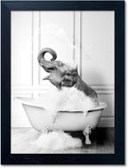 Framed Bathroom Decor Wall Art Elephant in Bathtub Pictures Wall Decor Funny by Melpa+Art