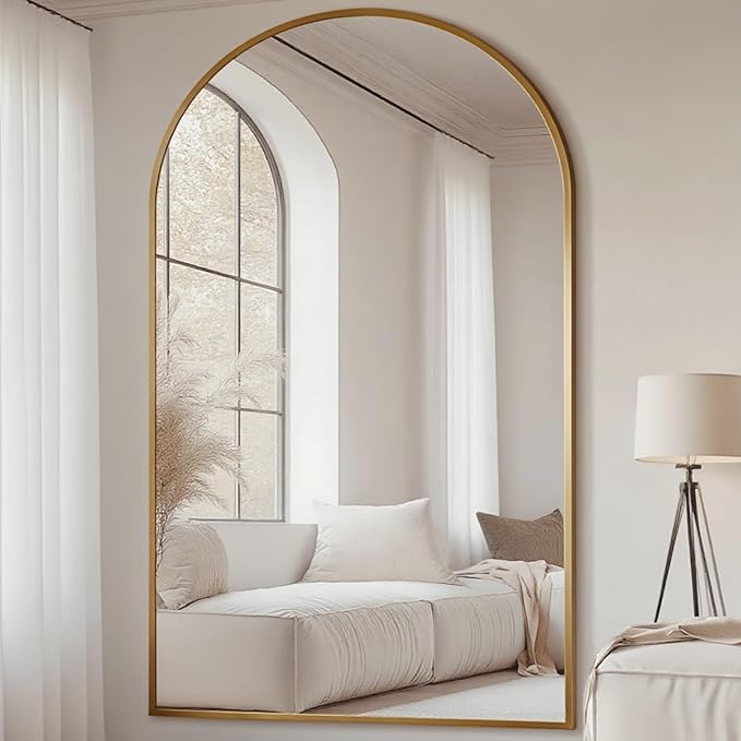 Prywot Full Length Mirror, Oversized 81"x41" Arched-Top Floor Mirror, Free - Image 3