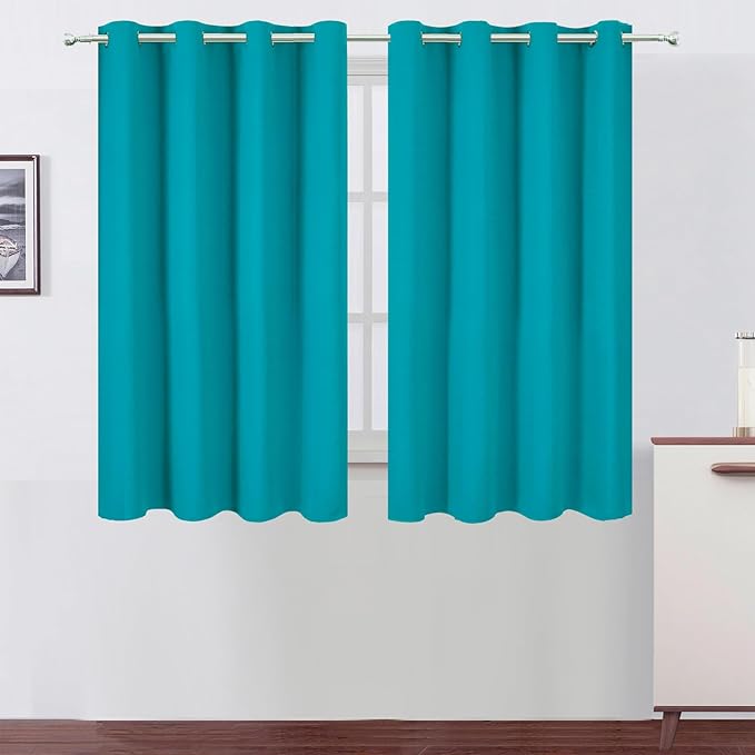 LEMOMO Blackout Curtains 66 x 54 Inch Long Teal Curtains Set of 2 Panels Room by Lemomo