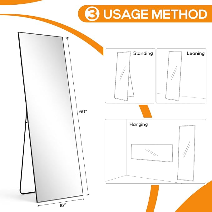 Mirror Full Length, Upgraded 16"x59" Body Wall Mirrors - Image 7