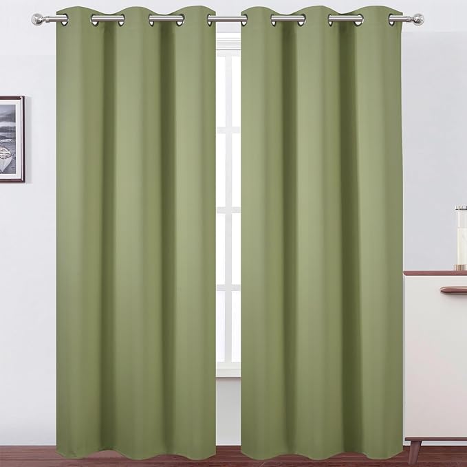 LEMOMO Sage Green Thermal Blackout Curtains/42 x 95 Inch/Set of 2 Panels Room by Lemomo