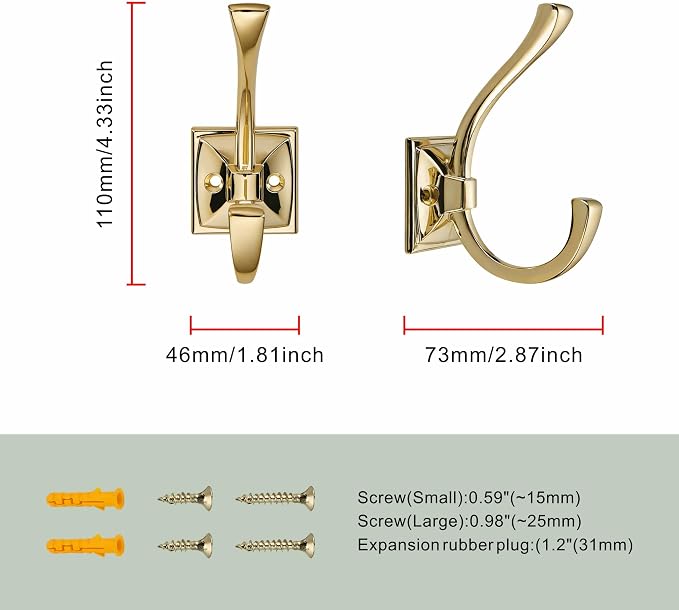 TUNNY 5 Pack Antique Design Wall Hanging Coat Hooks - Image 2