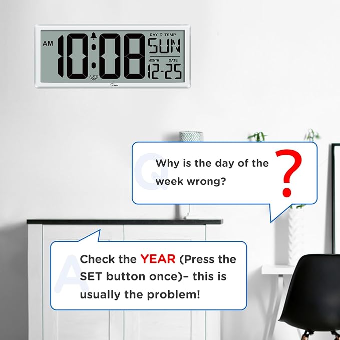 WallarGe Backlight Digital Wall Clock Battery Operated - - Image 9