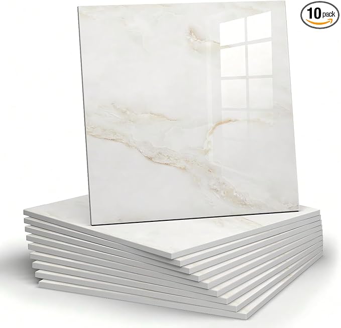 Chejiaye 10pcs Marble Peel and Stick Backsplash Waterproof Washroom Wall Panels by Chejiaye