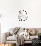 Asymmetrical Mirror Irregular Oval Wall Mirror Modern Wood Frame Unique Shape - Image 3