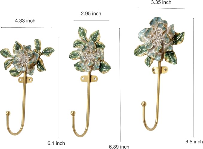 Vintage Wall Hooks Decorative Rack Hangers, 3 Pack Metal Wall Mounted Hook - Image 2