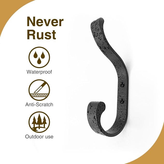 bussdis Coat Hooks Wall Mount for Hanging, Heavy Duty Backpack Hooks for Wall - Image 7