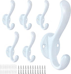 6 Pack Coat Hooks Wall Mount Heavy Duty Utility Retro Double Hooks by PEOIAOY