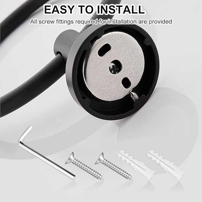 SetSail Towel Holder for Bathroom Wall Matte Black Towel Ring Stainless Steel - Image 7