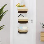 TeoKJ Over the Door Hanging Basket, 3-Tier Woven Cotton Wall-Mounted Storage - Image 3