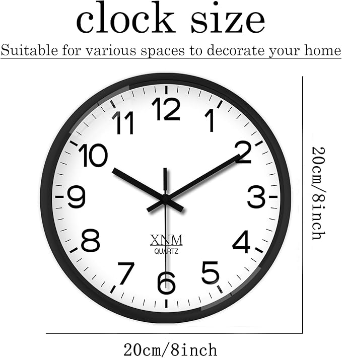 XNM 8 Inch Small White Classic Wall Clock - Image 5