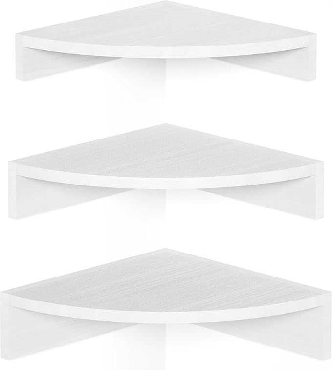 Alsonerbay White Corner Shelf Wall Mount, Rustic Wood Shelves by Alsonerbay