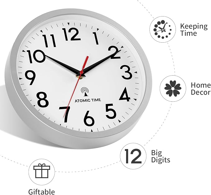 DAXSMY Atomic Wall Clock Analog 10 Inch Battery Operated Modern Decorative - Image 4