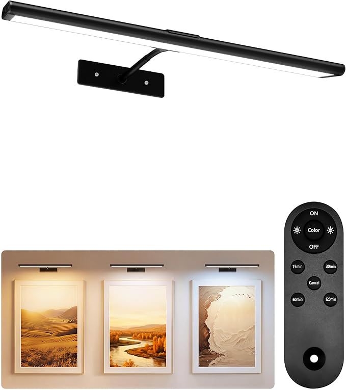 EZVALO Picture Light for Wall, 4800mAh Rechargeable Wireless Remote Battery by EZVALO