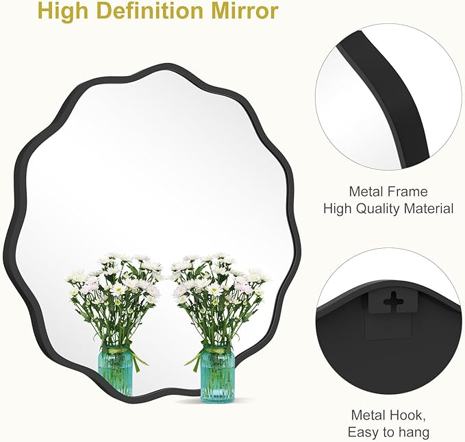 WallBeyond Round Wavy Mirror for Wall Decorative 24 inch, Modern Round Mirror - Image 5