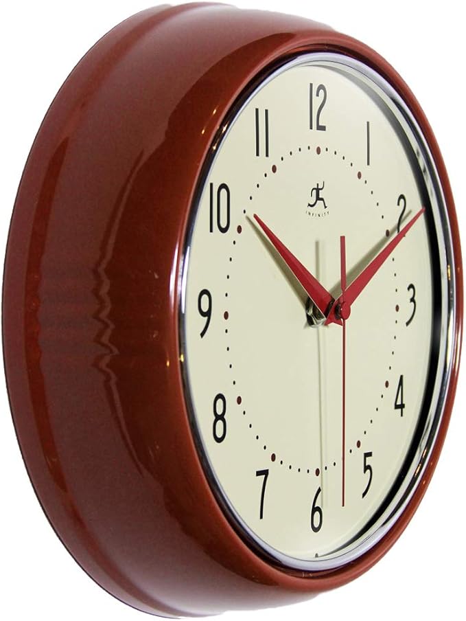 Infinity Instruments LTD. Retro 9 inch Silent Sweep Non-Ticking Mid Century - Image 2