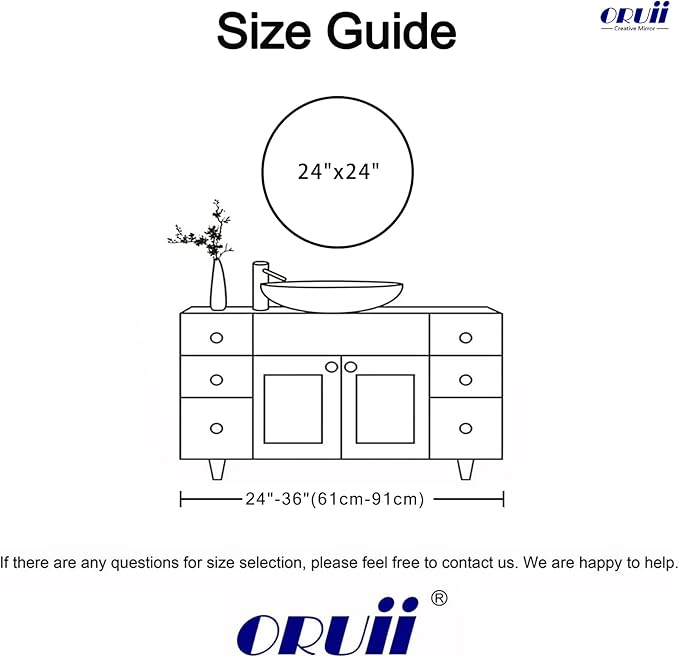 Oruii White Round Mirror, Circle Wall Mirrors Metal Frame, Circular Mirrors - Image 8