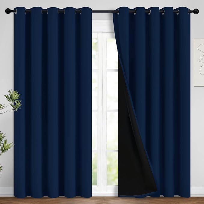 Yakamok Navy Blue 100% Blackout Curtains Energy Saving Thermal Insulated 2 by Yakamok