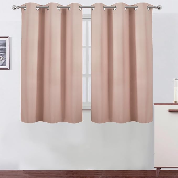 LEMOMO Blush Blackout Curtains/38 x 54 Inch/Set of Two Panels Grommet Living by Lemomo