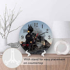 Mxocom Morning Train Wall Clock Old Steam Train Smoke Rairoad Sunrise 10 Inch - Image 3
