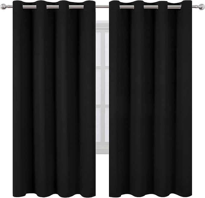 LEMOMO Black Thermal Blackout Curtains/52 x 72 Inch/Set of 2 Panels Room - Image 2
