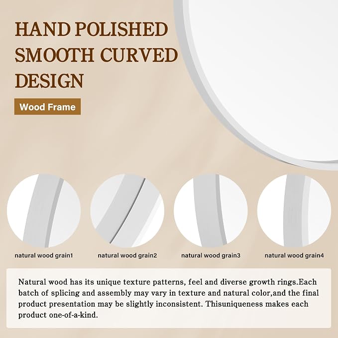 WallBeyond Round Wood Mirror 24 inch Circle Wall Mirror - Image 7