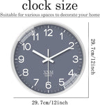XNM 12 Inch Grey Modern Minimalist Wall Clocks Battery Operated Silent Non - Image 3