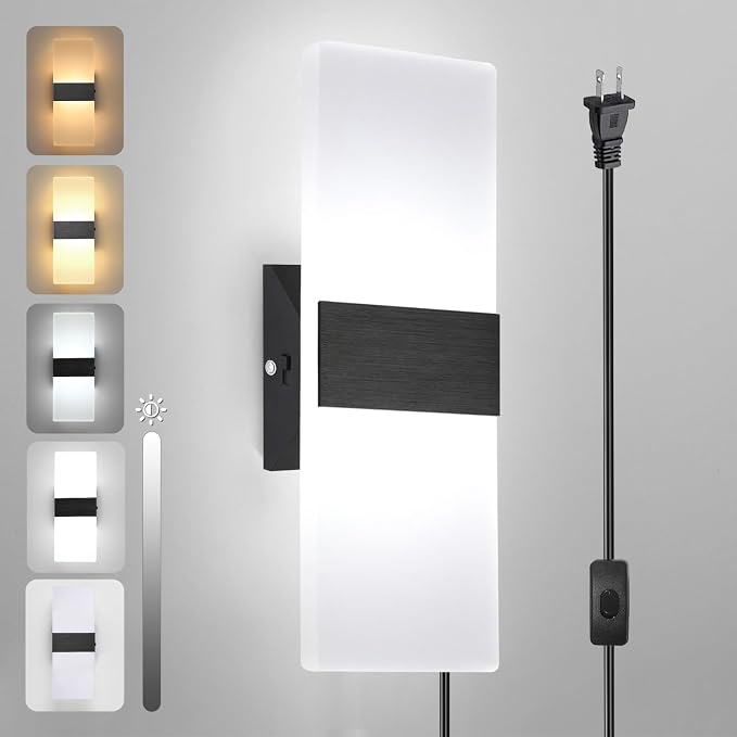TRLIFE Modern LED Wall Sconce, Adjustable 4 Color Temperature 12W Morden Wall by TRLIFE